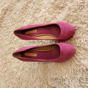 BCBG Max Azria purple suede heel platform size 10